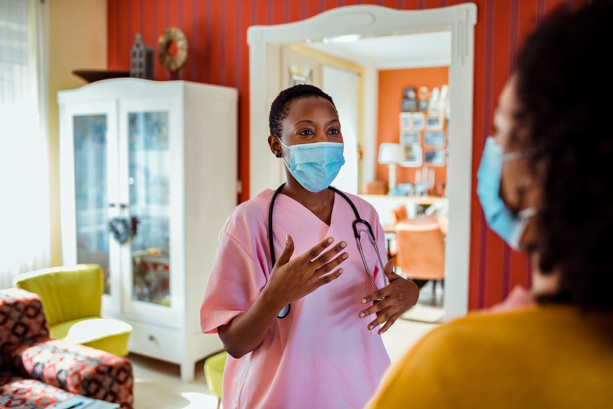 nurse and patient in home
