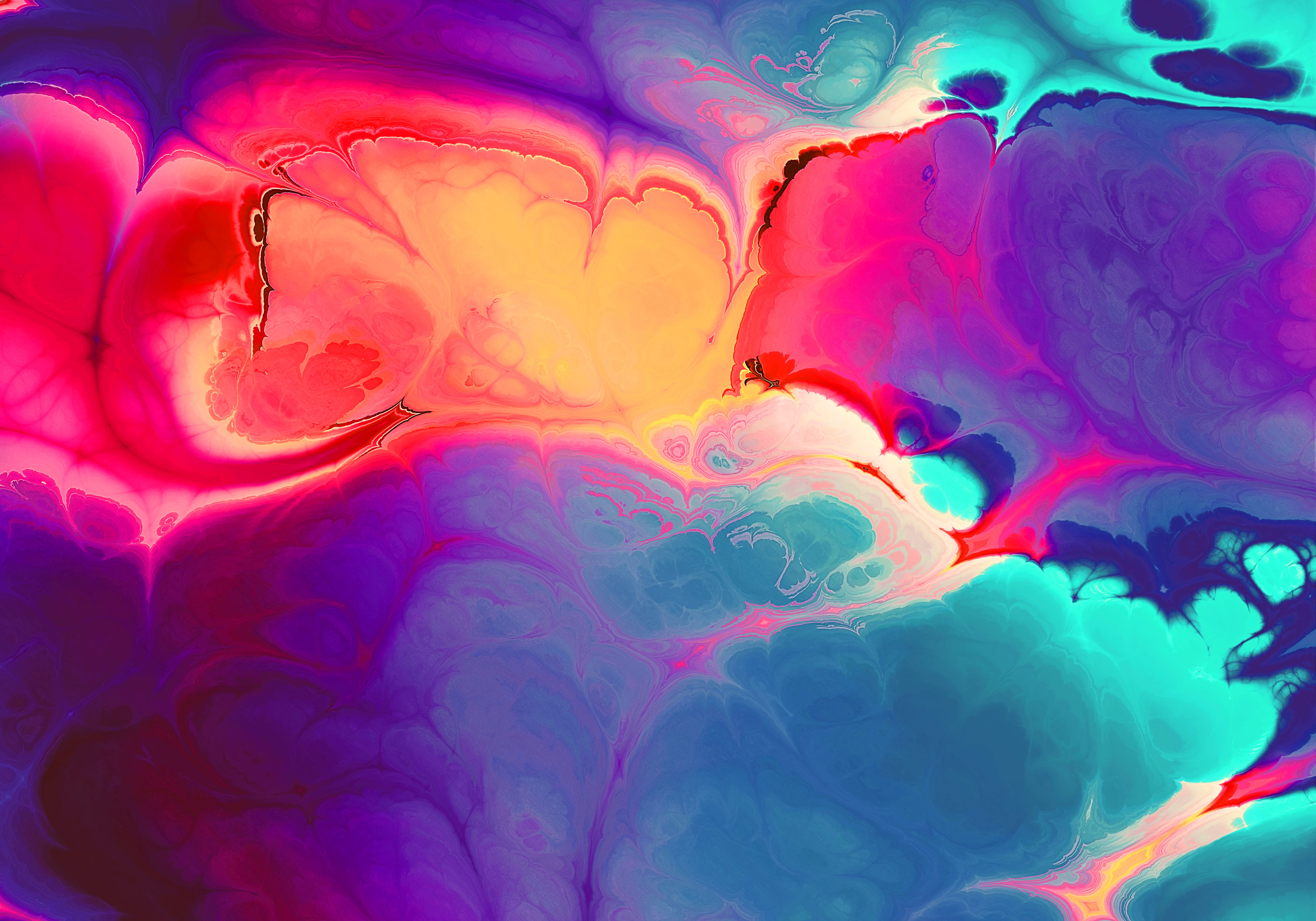 Creative multicolored ebru background with abstract painted waves