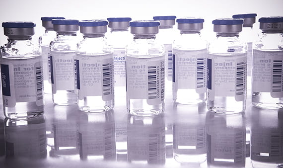 Vials of an injectable medical product