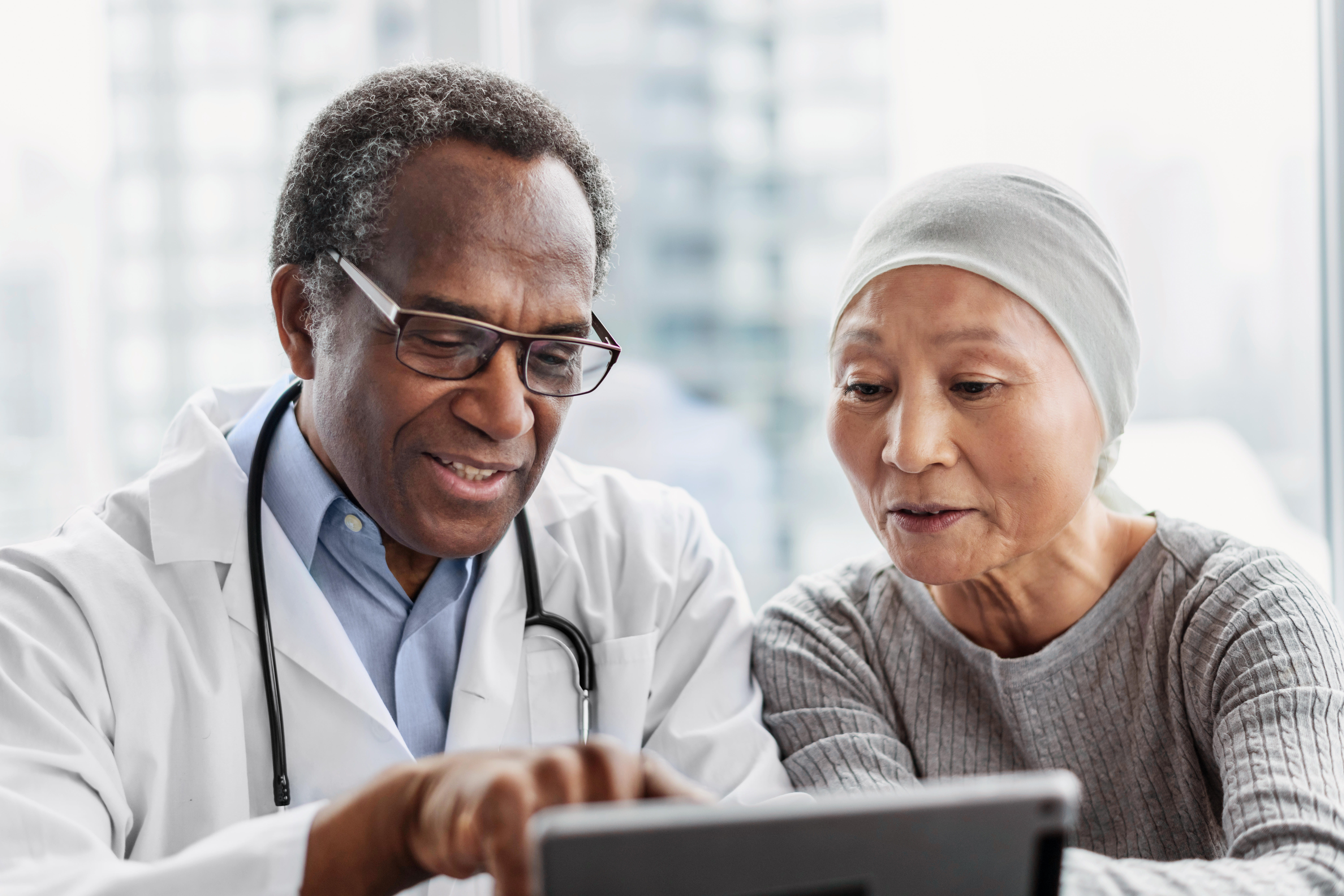 Male doctor with patient