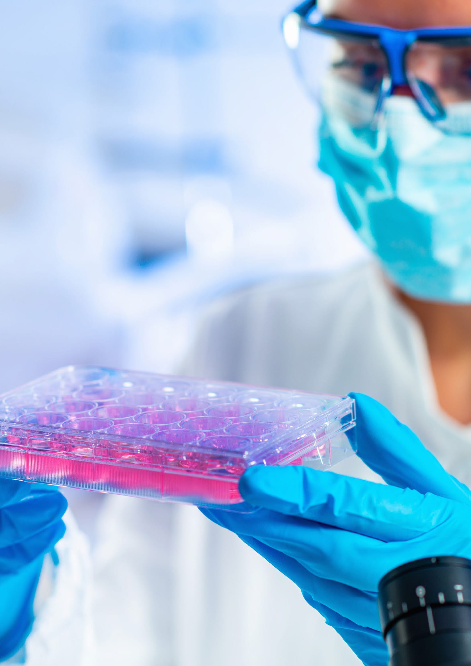 scientist examining samples